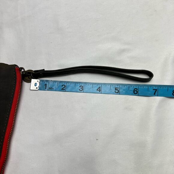 Pistil USA Zip Pouch Wristlet Clutch Leather & Nylon Olive Green Fold Over - Picture 7 of 7